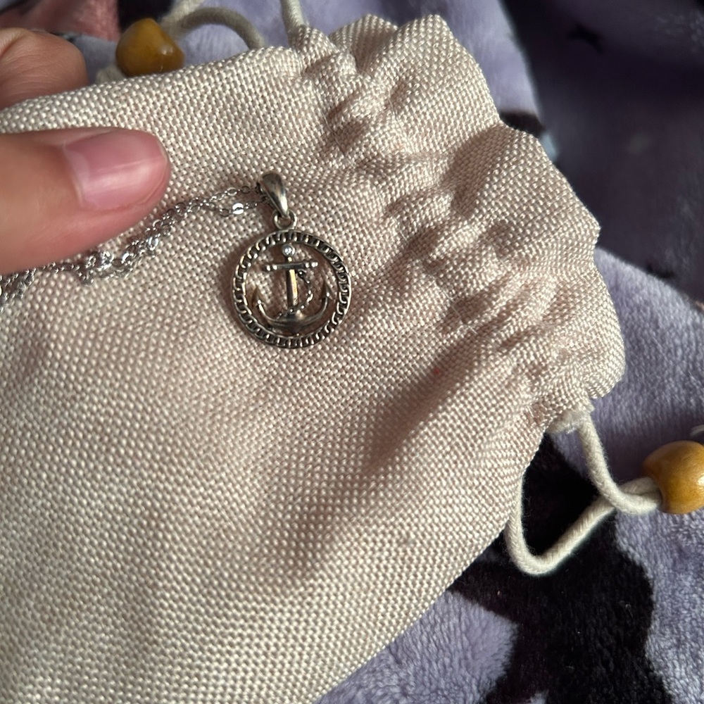 Silver Initial Anchor Pendant Necklace - Sterling Silver